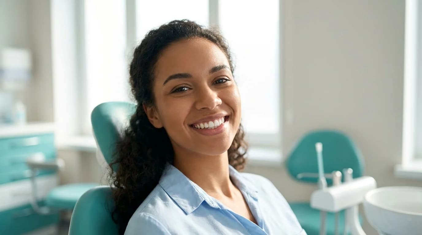 Woman with a bright, perfect Hollywood Smile at a dental clinic in Istanbul